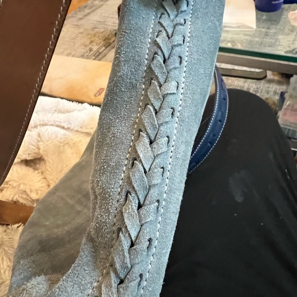 Pretty Coach Blue Suede Bag. Like new. Gold hardware. - Picture 12 of 12